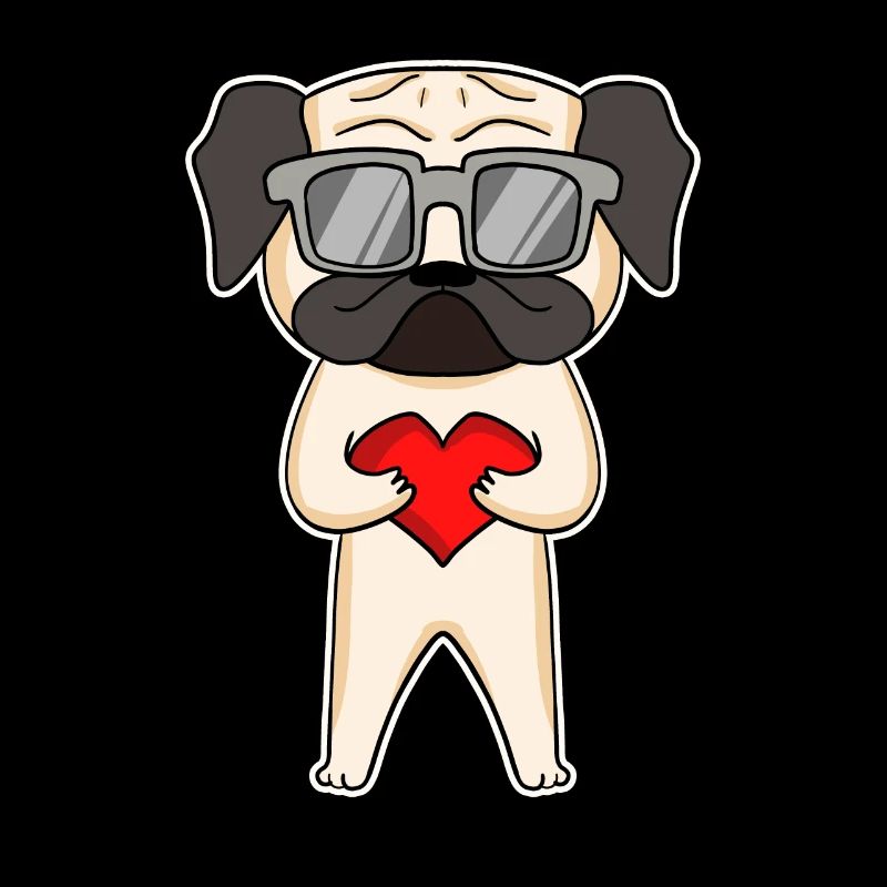 Hund mit Herz und Brille - Mops