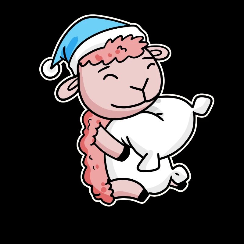 Sheep with pillow and sleepy cap