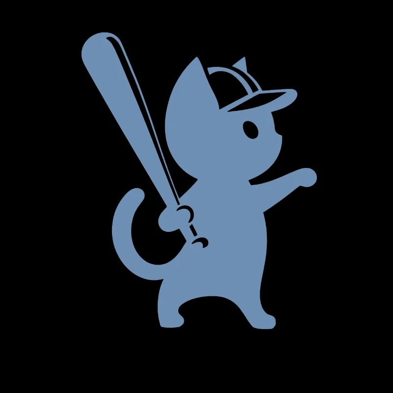 Minimalist Cat Baseball Player Silhouette