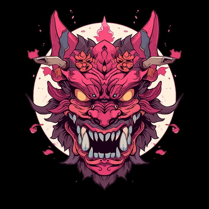 Japanese Hannya Demon Samurai Warrior Oni Mask