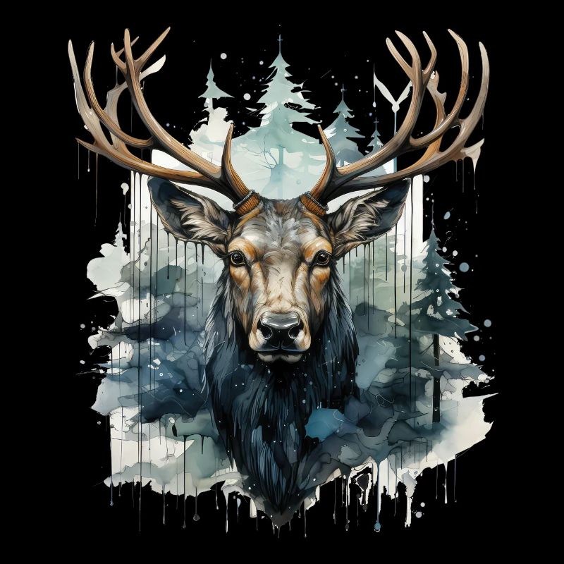 Cerf dans la forêt Aquarelles