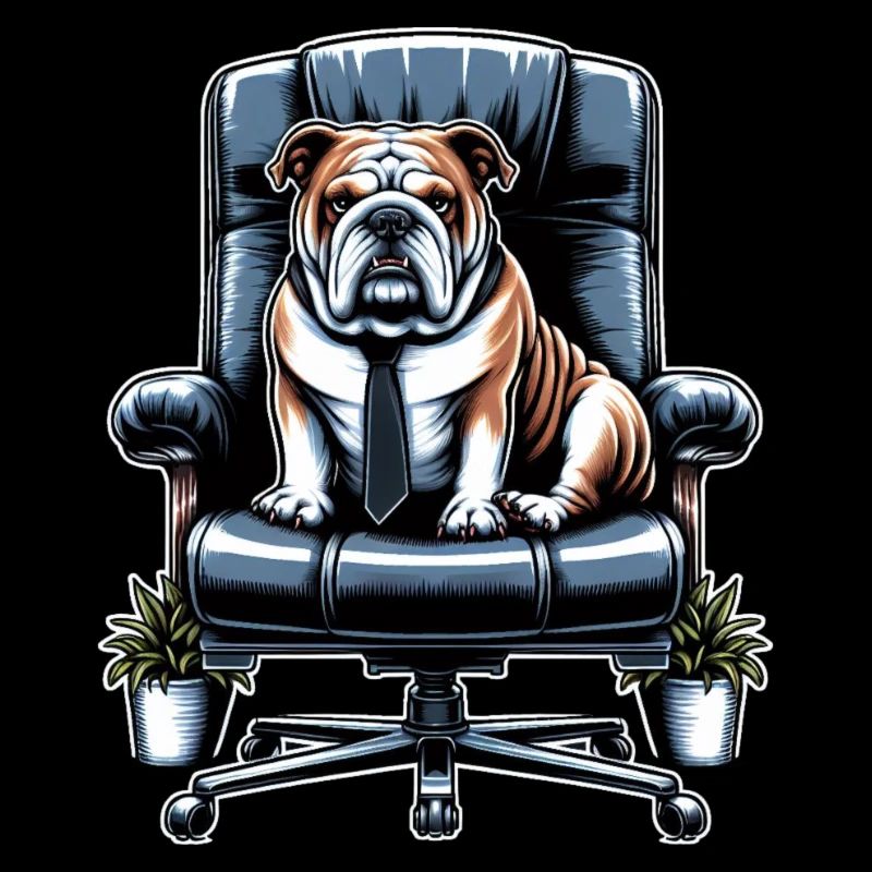 Bulldogge auf Chefsessel