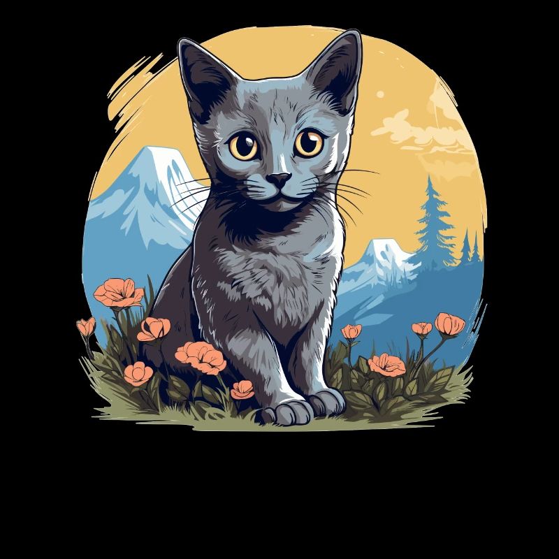 Chat bleu russe Russisch Blau Katze