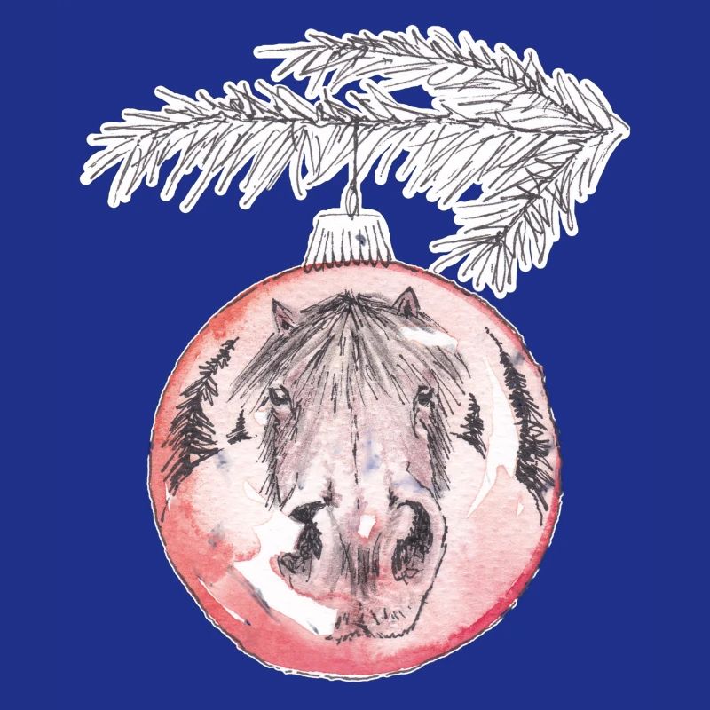 Weihnachtskugel Merry Christmas rot Pferd