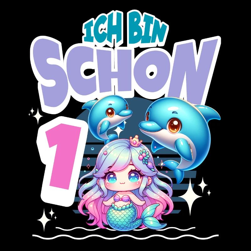 1. Geburtstag Meerjungfrau Delfin Kinder Mädchen