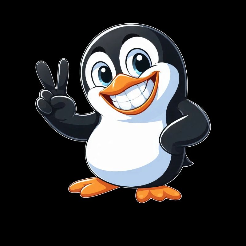 Cute Penguin Cartoon with Teeth Joy Peace