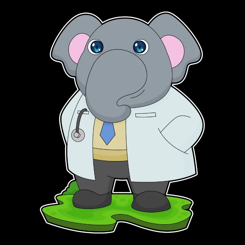 Éléphant Docteur Blouse de médecin
