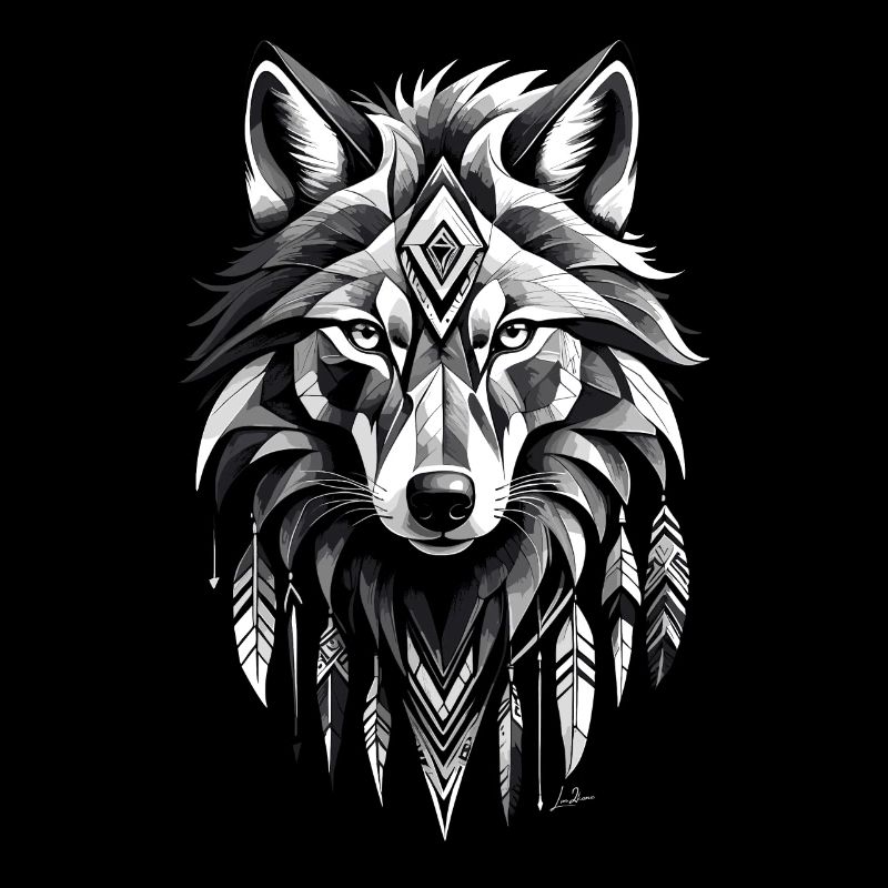Native American Geometric Wolf