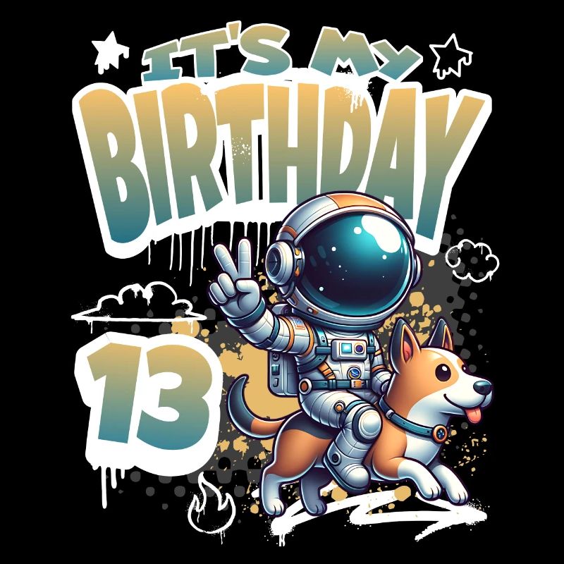 Astronaute 13e anniversaire Chien de l'espace drôle