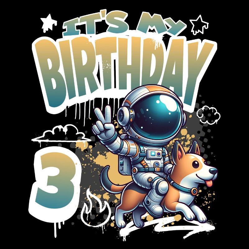Astronaut 3rd Birthday Space Dog Funny
