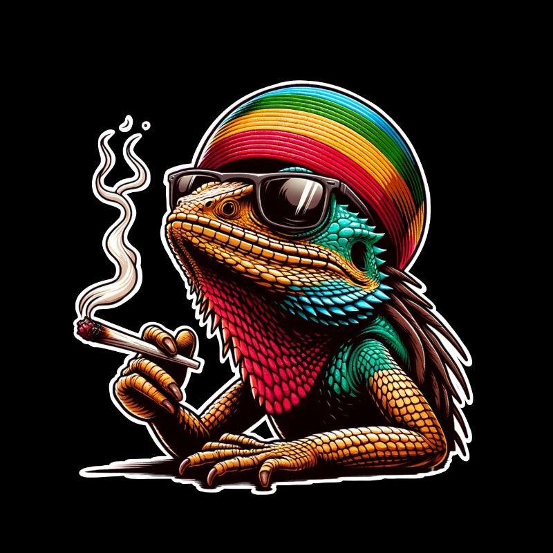 Stoner Marihuanna Weed Highdelize Lizard Lizard Weeding