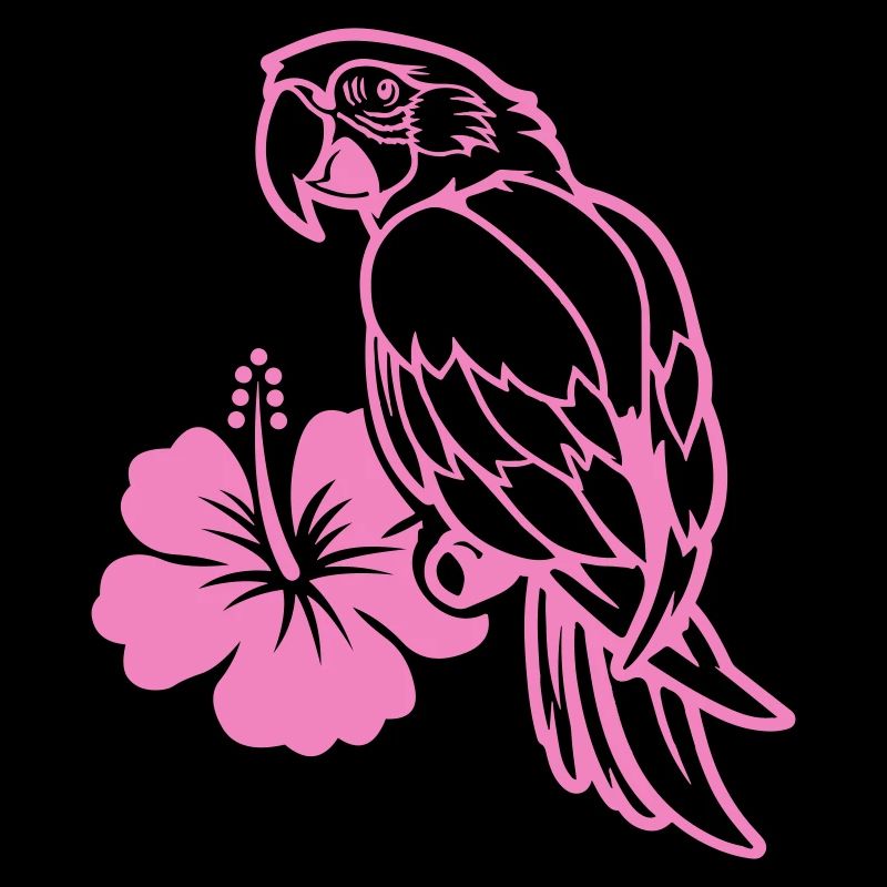 papagei tier comic hibiskus