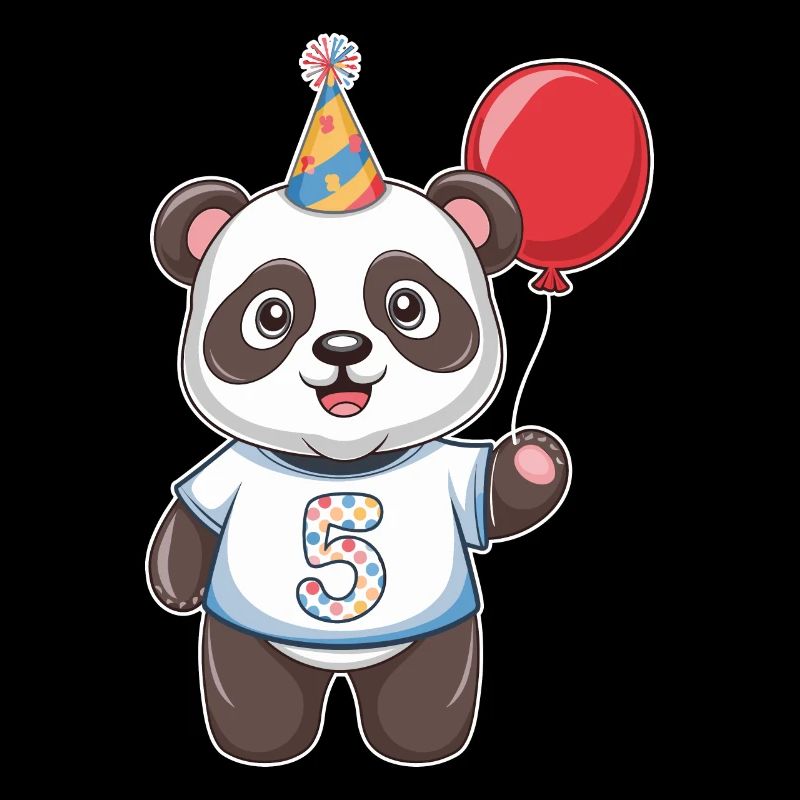 Fifth Birthday Panda Party Hat Balloon