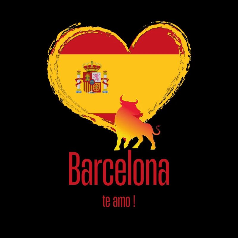 Barcelone Espagne Drapeau Coeur avec Taureau Te Amo