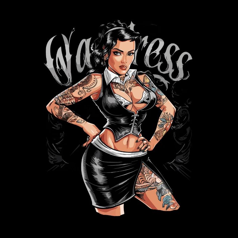 Kellnern Tätowierte Kellnerin für einen Kellnerin