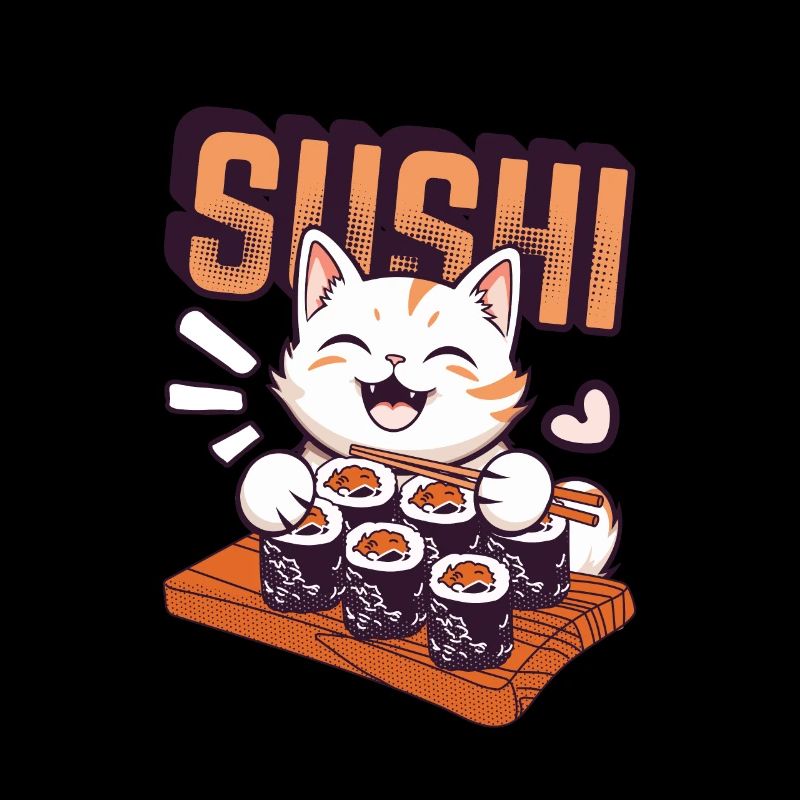 Cute cat eating sushi