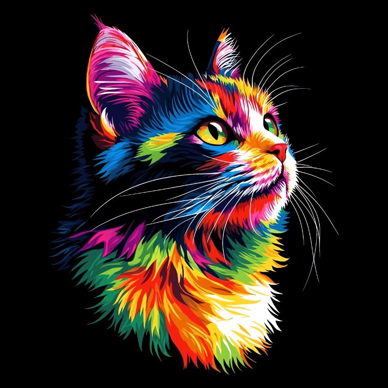 Chat coloré arc-en-ciel couleurs Popart chat maman chats