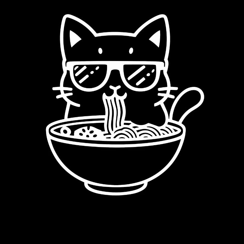 Katze Mit Sonnenbrille Und Ramen