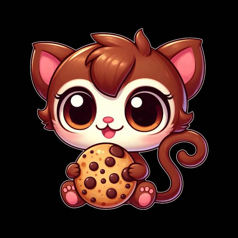 Mignon Bengal chat dessin animé grignoter Cookie