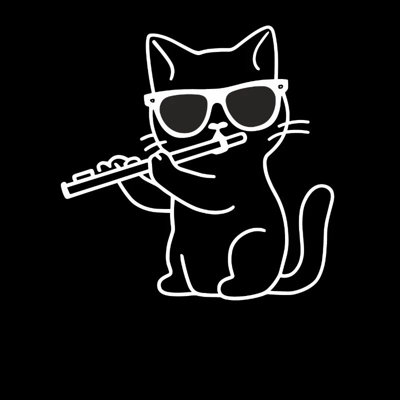 Katze Mit Sonnenbrille Spielt Flöte - Cat Wearing