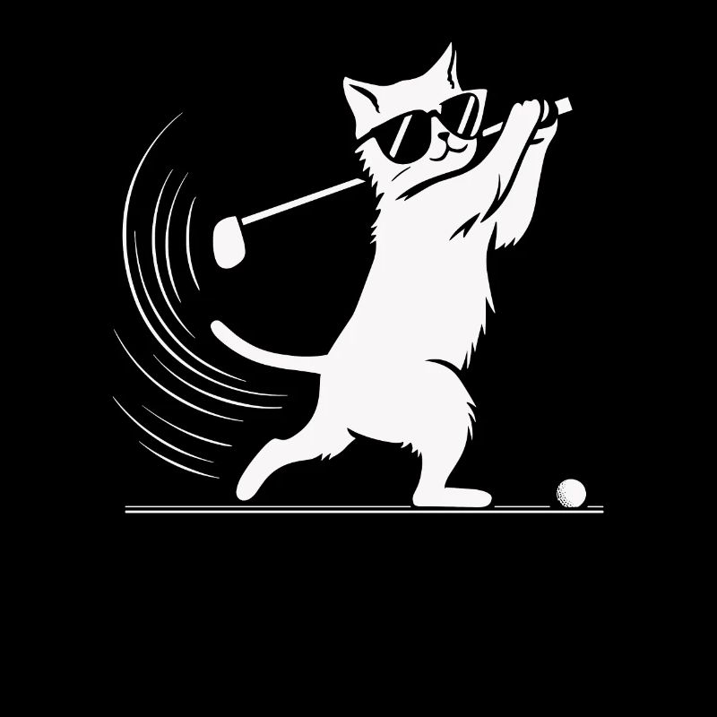Chat avec des lunettes de soleil jouant au golf
