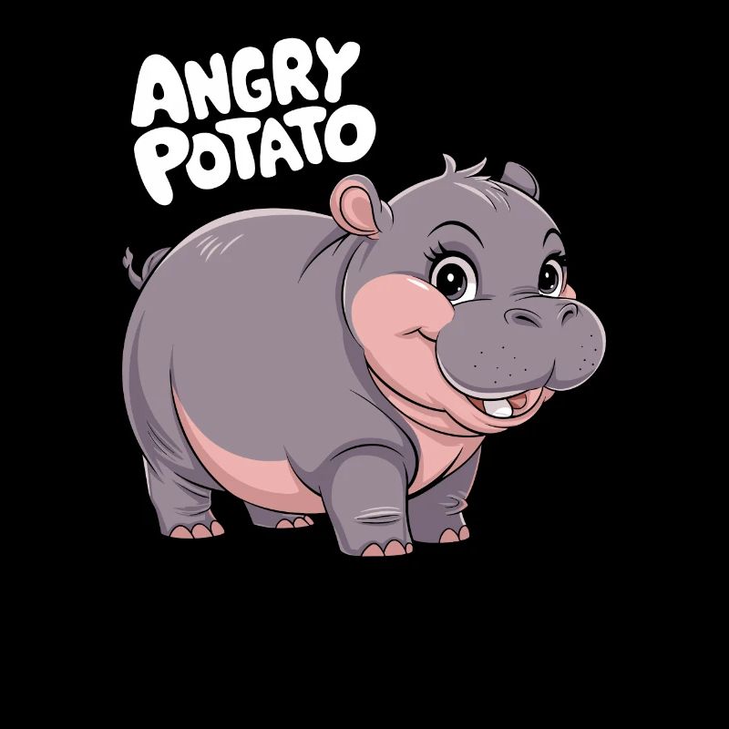 Moo Deng Angry Potato Nilpferd Illustration