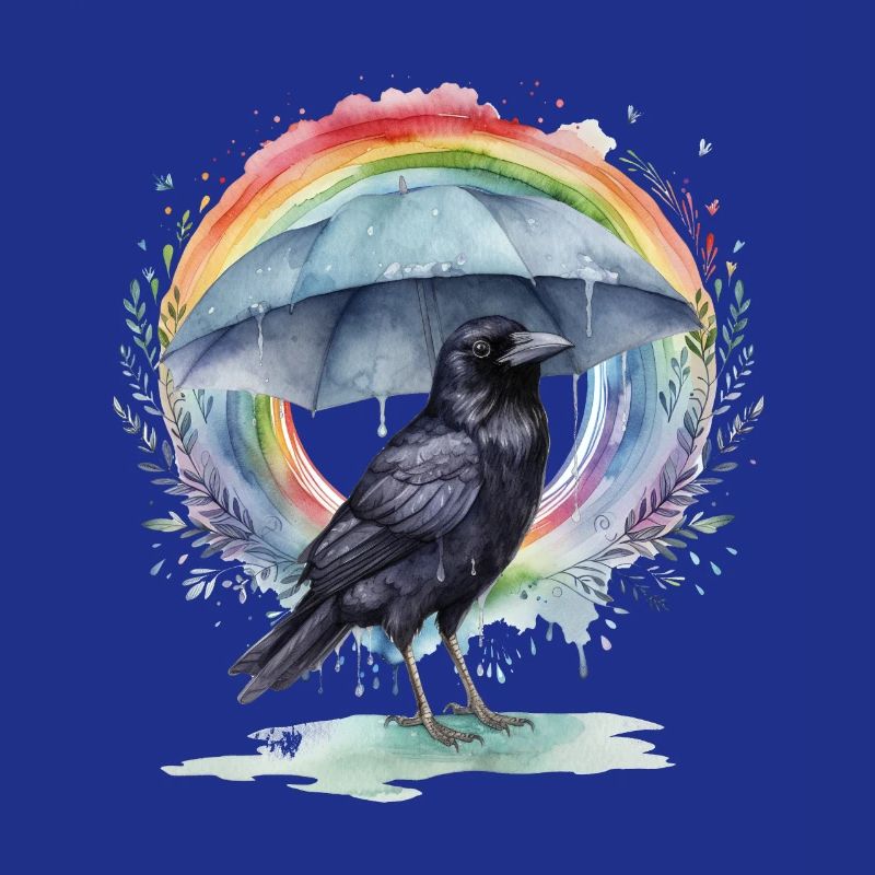 Rainbow Crow Crows Corbeau Corbeau Parapluie