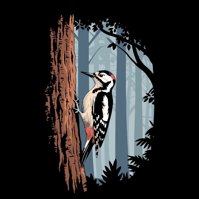 Pic épeiche dans la forêt mystique