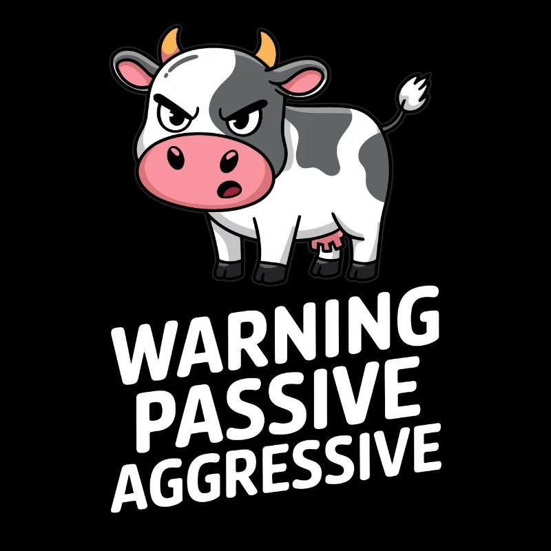 Warning Passive Aggressive Cow Cartoon Humor