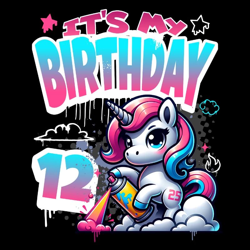 12. Geburtstag Einhorn Graffiti Mädchen