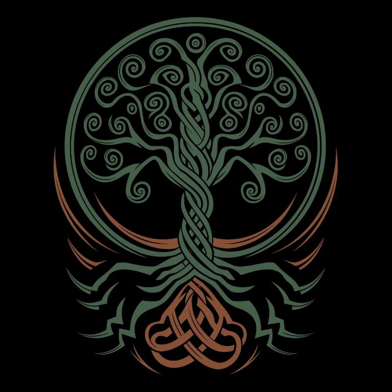 Arbre de vie néo-celtique aux racines entrelacées