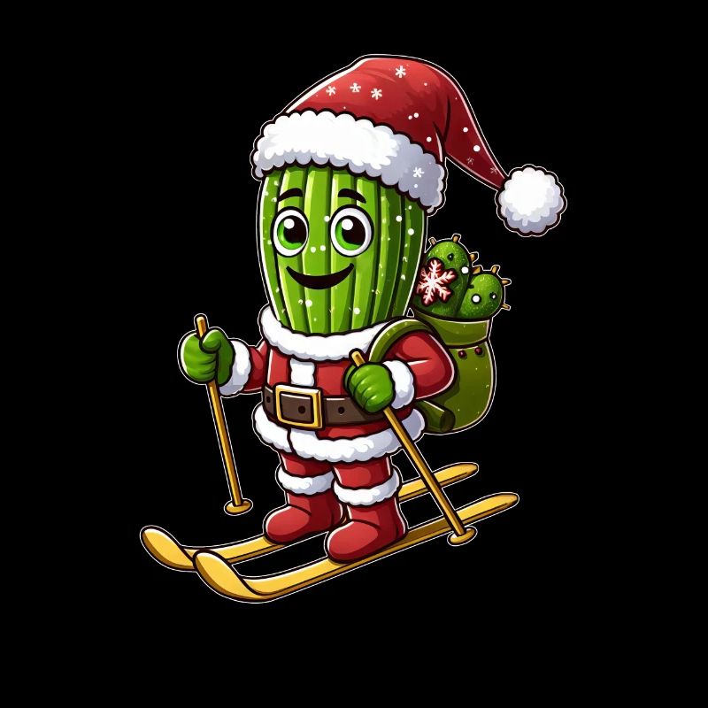 Weihnachten Kaktus Skifahrer Wintersport