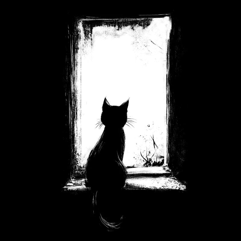 Chat jetant un coup d’œil par la fenêtre chat propriétaire grunge