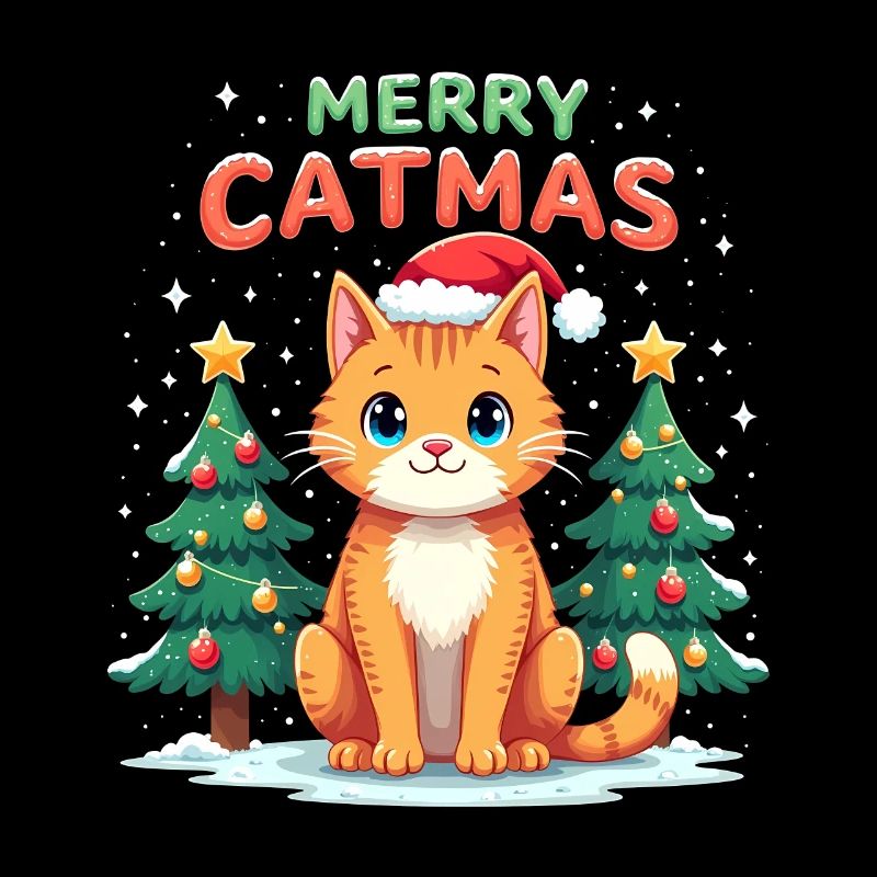 Merry Catmas – Katze mit Weihnachtsstrumpf