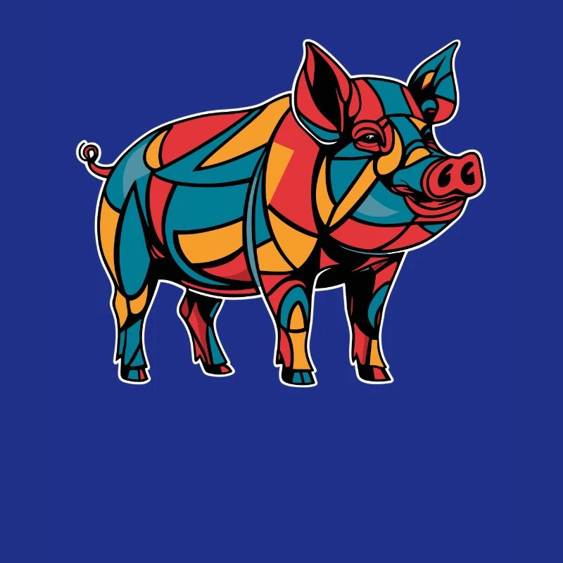 Cochon graphique graphique d’animal de ferme géométrique coloré