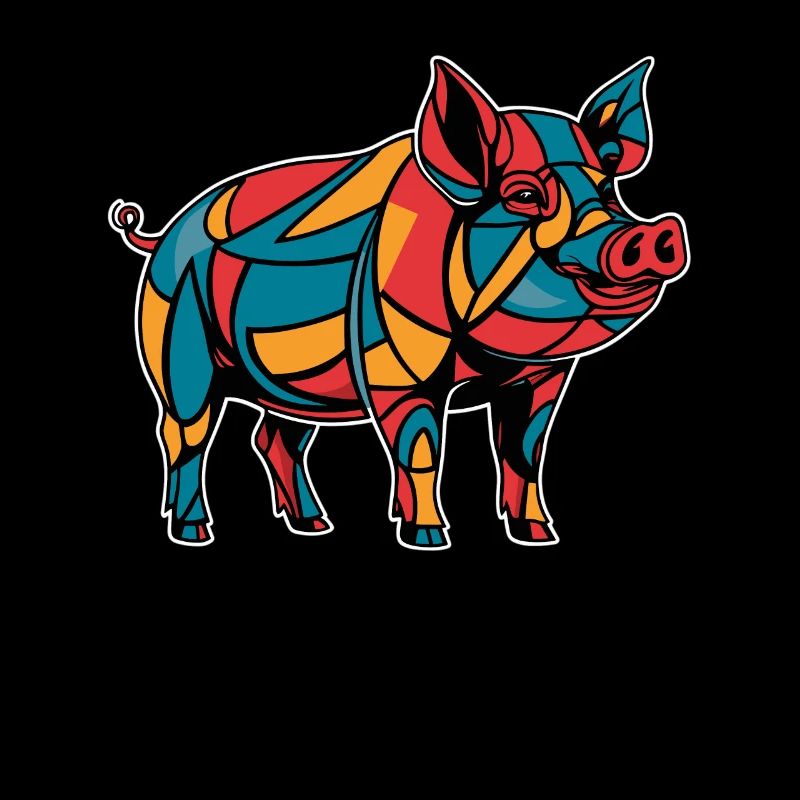 Cochon graphique graphique d’animal de ferme géométrique coloré