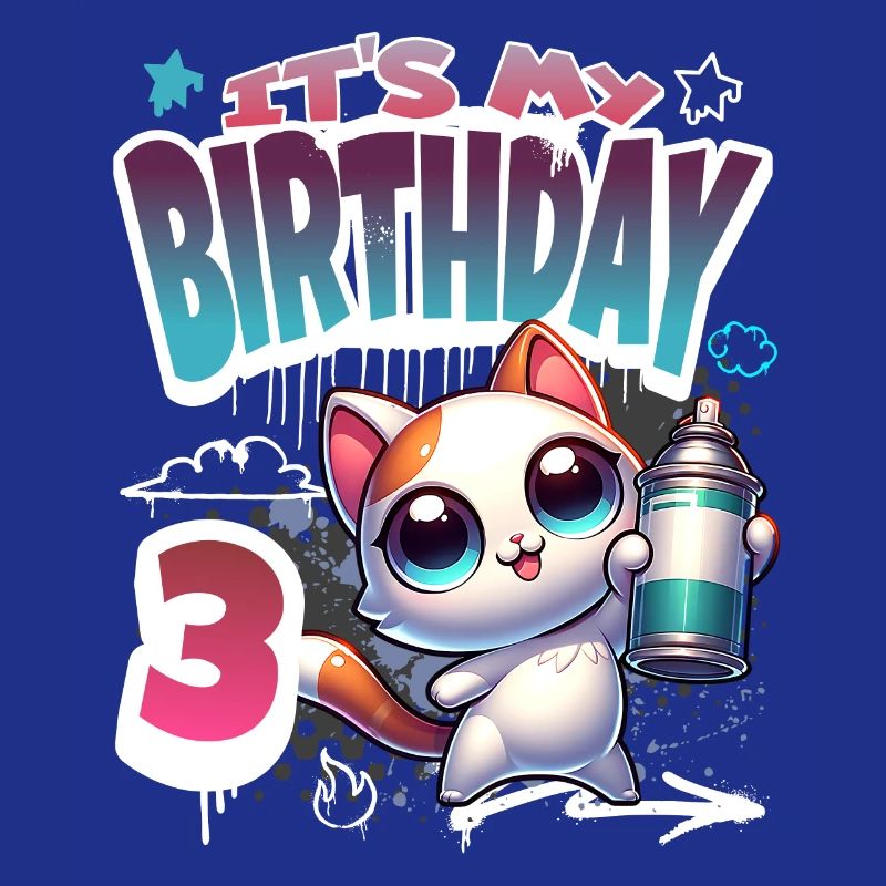 Graffiti de chat de 3e anniversaire