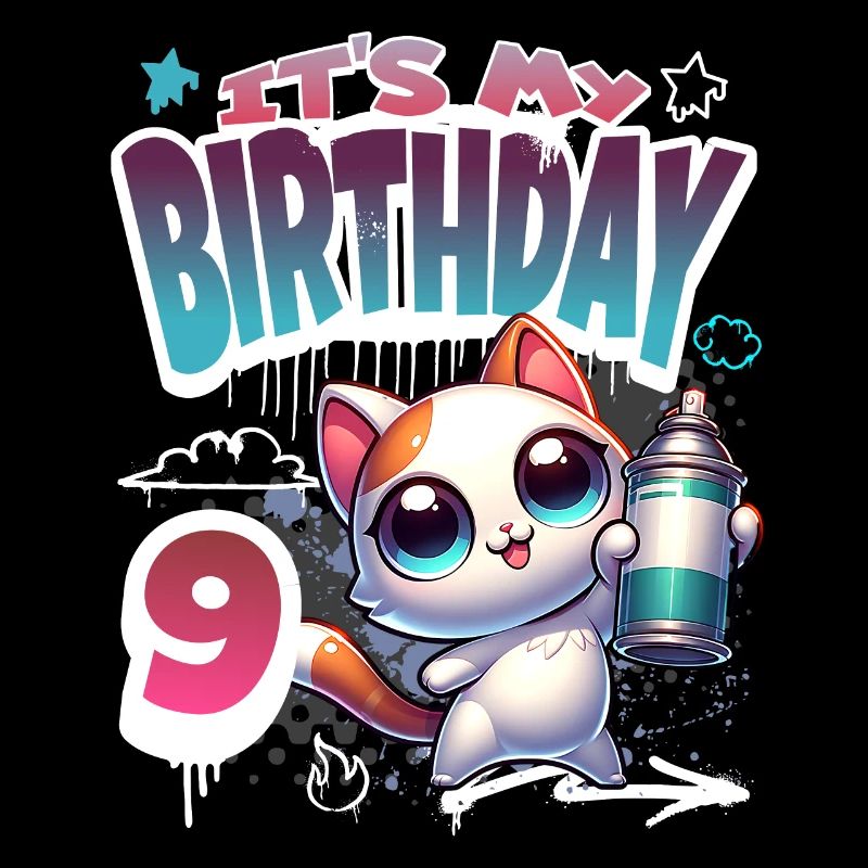 9th Birthday Cat Graffiti