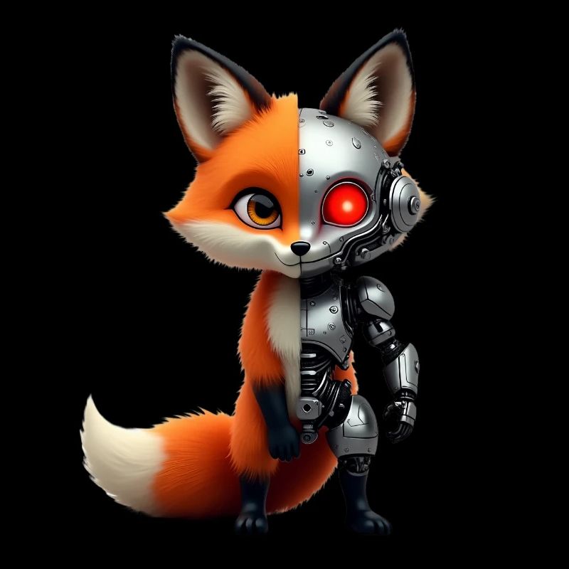 Lustiger Roboter Fuchs Cyborg Tier Fox Süßer Fuchs