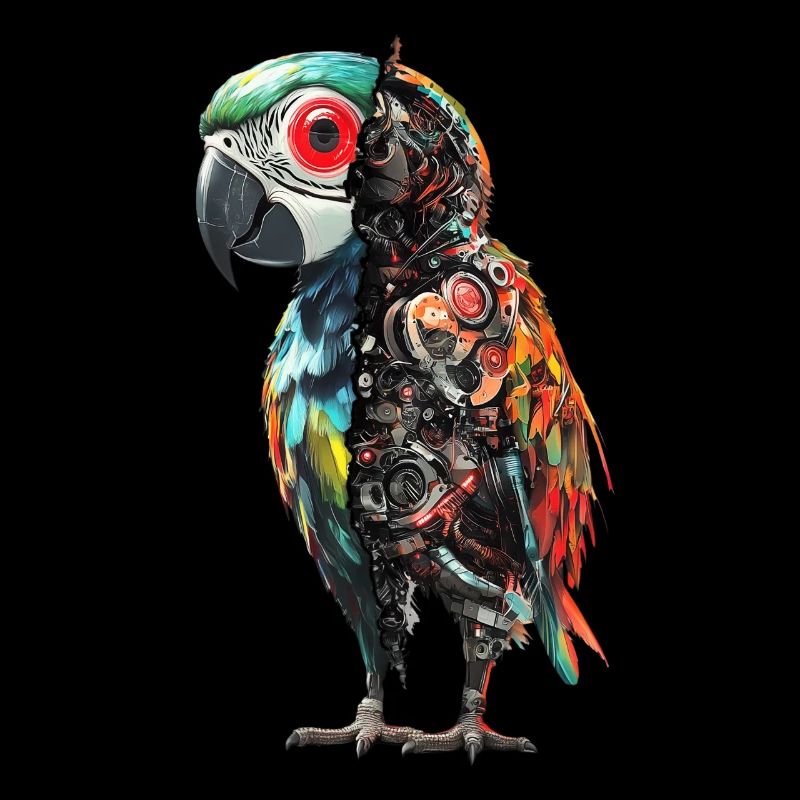 Funny Robot Art Parrot Cyborg Bird Parrot