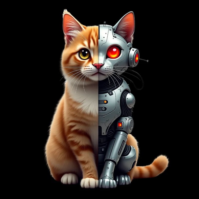 Drôle Robot Chat Tech Chats Cyborg Animal Chat