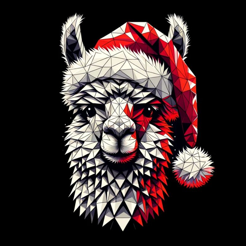 Polygon Kunst Lama Weihnachtsmütze Original