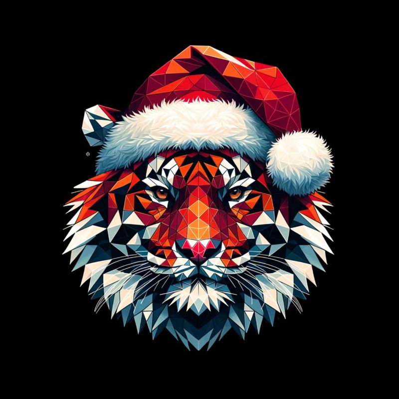 Polygon Kunst Tiger Weihnachtsmütze Original