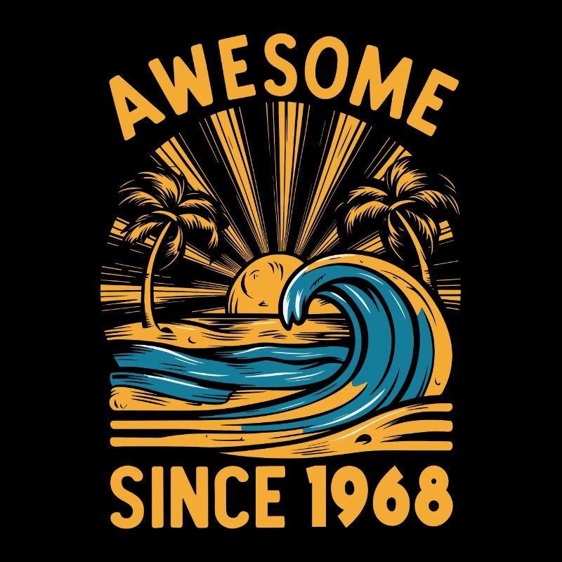 Awesome Since 1968 Birthday Beach