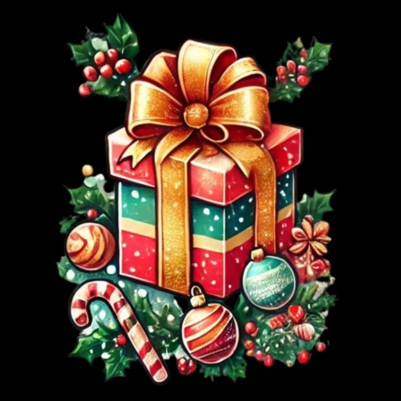 Festive Christmas design – gift box with decoration