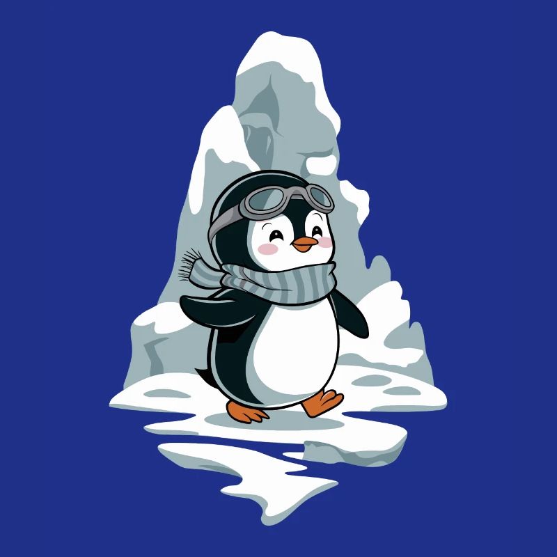 Pingouin joyeux avec écharpe et lunettes devant
