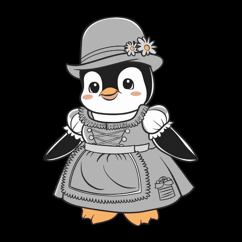 Pingouin mignon en costume de dirndl