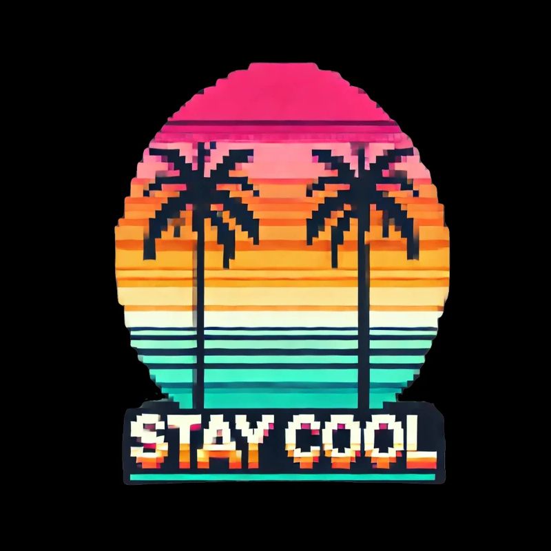 Stay Cool - Design de coucher de soleil rétro pixel-art