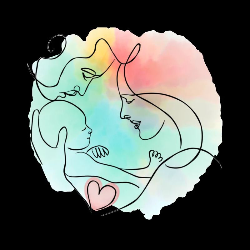 Mère, père, bébé - motif familial coloré