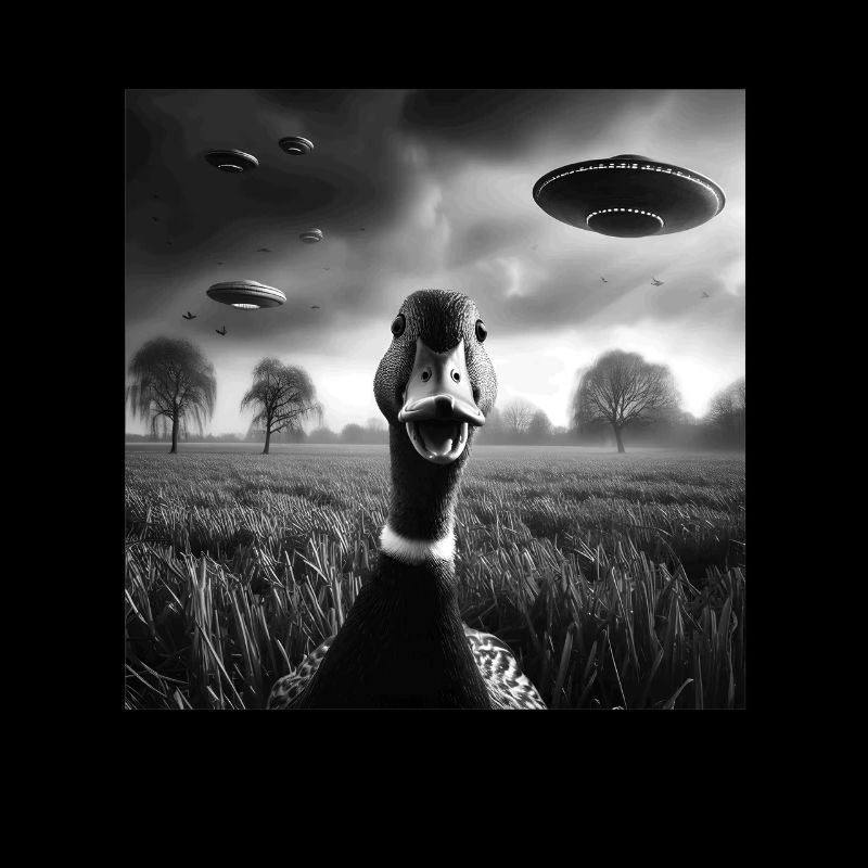 Duck waterfowl Funny Graphic Selfie with UFOs Weir